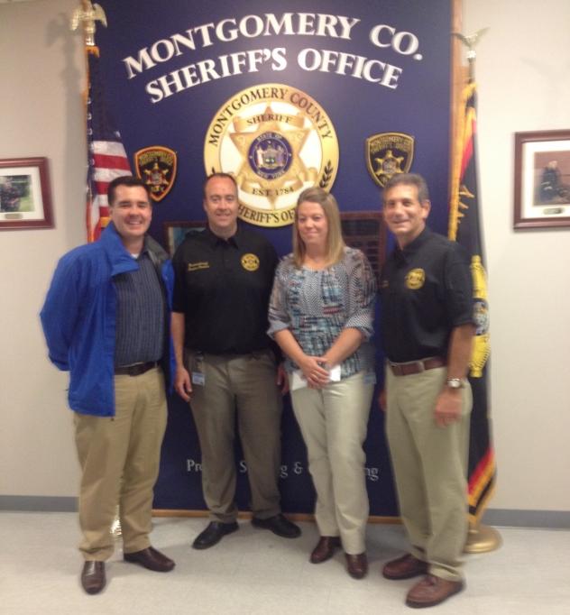 Pictured from left to right, Communications Specialist Andrew Santillo, who works in the office of Montgomery County Executive Matthew L. Ossenfort, Undersheriff
Justin D. Cramer, Mabellene Whipple and Montgomery County Sheriff Michael J. Amato.