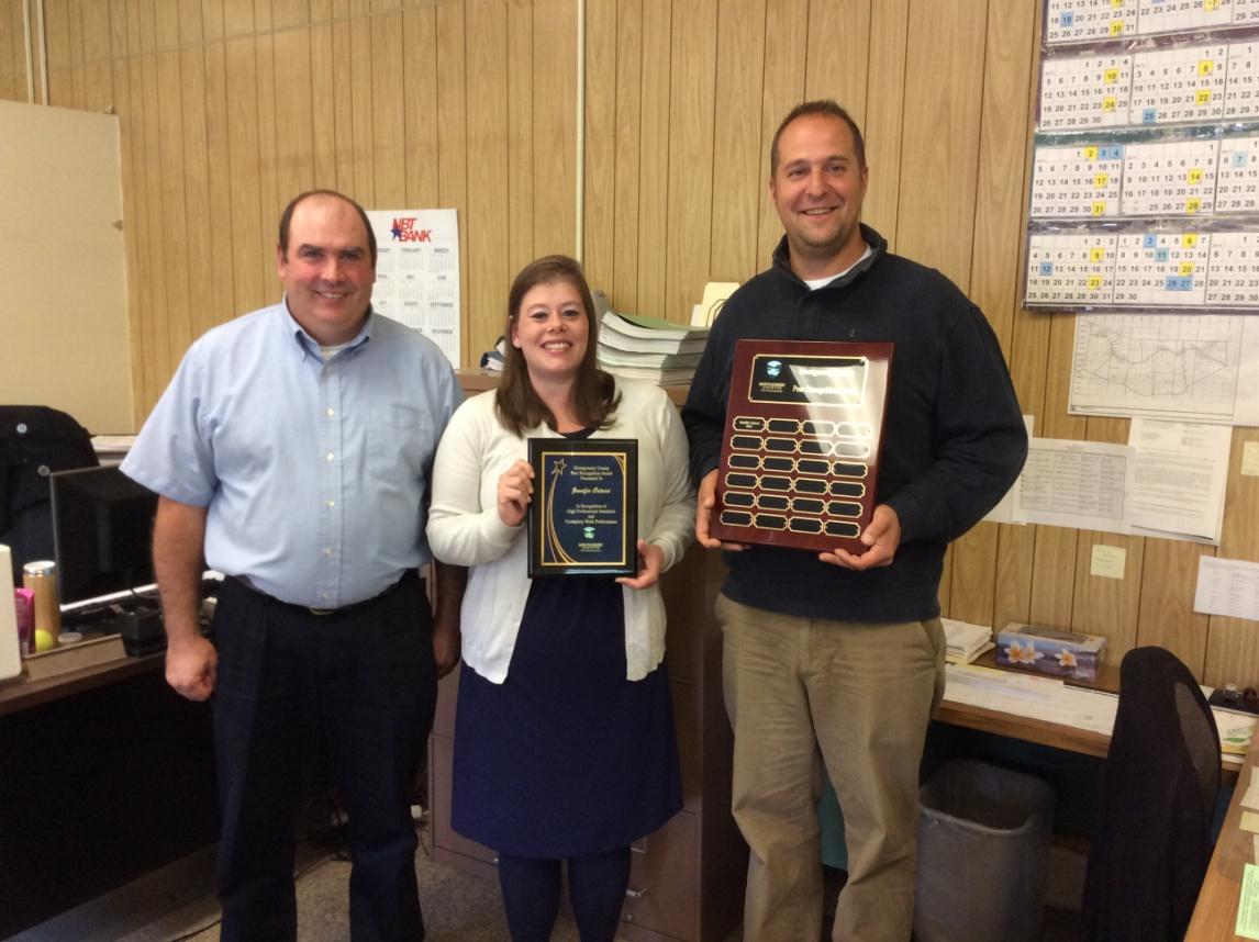 Pictured from left to right is County Treasurer Shawn Bowerman, Jennifer Catucci and County Executive Ossenfort