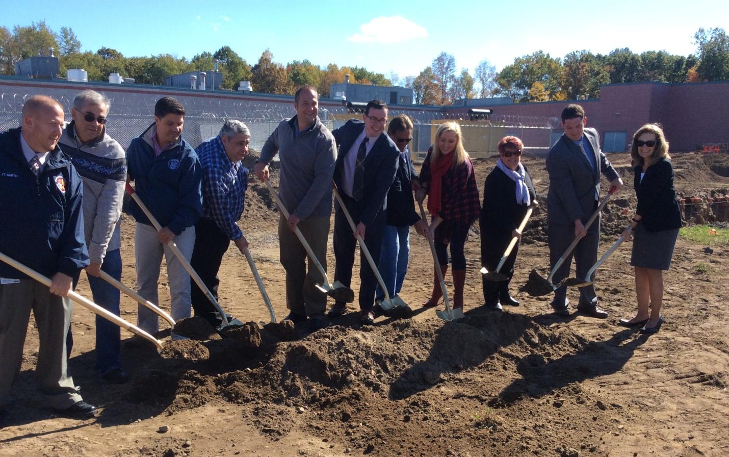 Montgomery County Officials and other distinguished guests breaking ground on the expansion at the Public Safety facility