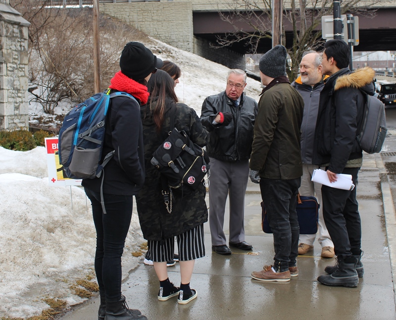 Village of Canajoharie Mayor Francis Avery pictured Feb. 7 giving a tour of downtown Canajoharie to Cornell University students.