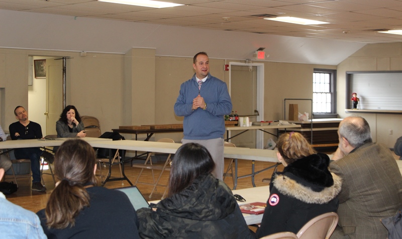 County Executive Matthew L. Ossenfort speaks to Cornell University students before touring the village of Canajoharie Feb. 7.