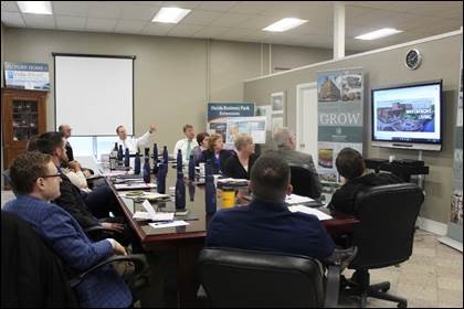County Executive Matthew L. Ossenfort (head of table) gathered local business leaders and other stakeholders for a collaborative discussion about ways to enhance the county’s pro-jobs, pro-growth policies.