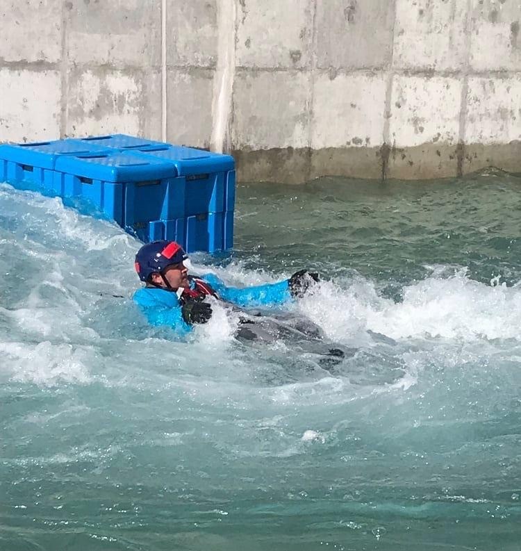 Swift Water Rescue Training - 1 person in rough water