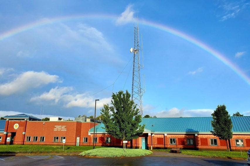 Sheriff's Office Building with Rainbow overhead