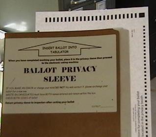 Ballot Privacy sleeve envelope with ballot