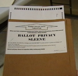 Ballot in ballot privacy sleeve